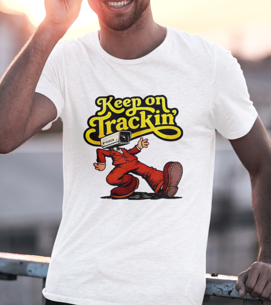 Keep On Trackin' Security Camera Head Person Walking T-Shirt