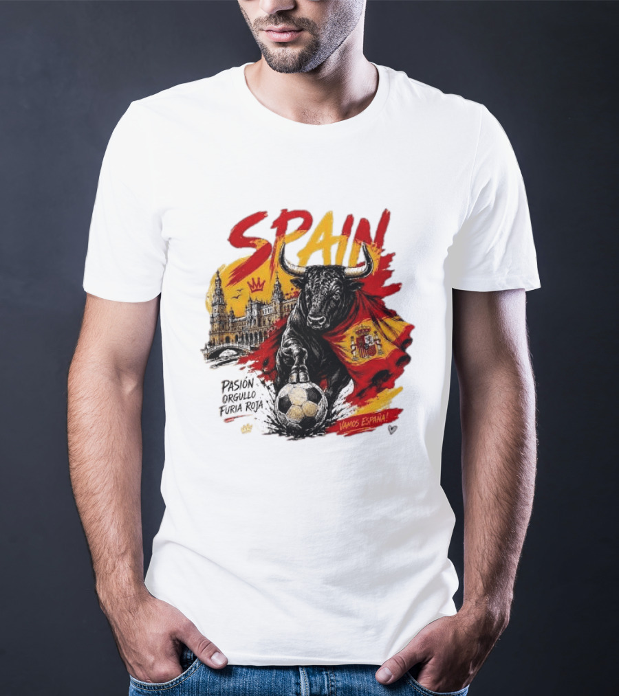 Spain Pasión Orgullo Furia Roja Vamos España Bull Flag 2026 T-Shirt