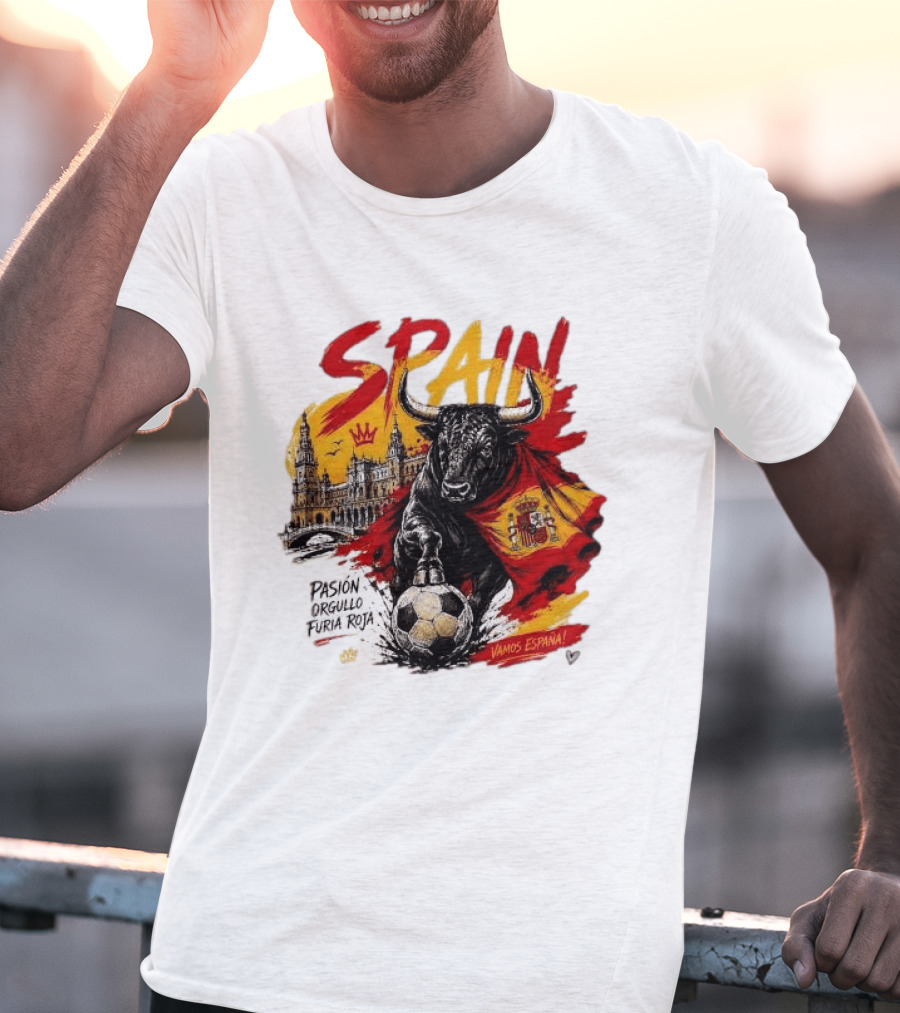 Spain Pasión Orgullo Furia Roja Vamos España Bull Flag 2026 T-Shirt