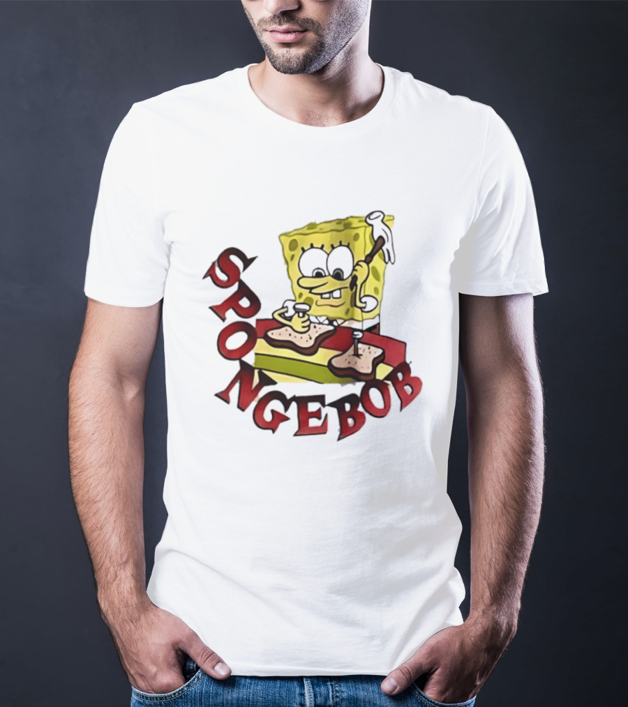 SpongeBob Assembling Sandwich With Hammer T-Shirt