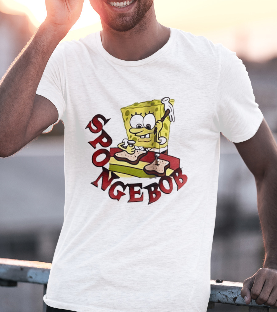 SpongeBob Assembling Sandwich With Hammer T-Shirt