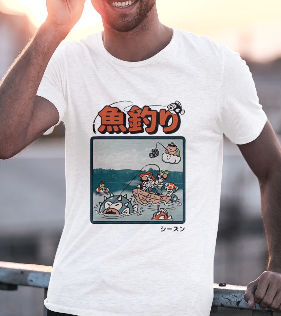 Super Mario Fishing Season Luigi Yoshi Toad Bowser Japan T-Shirt