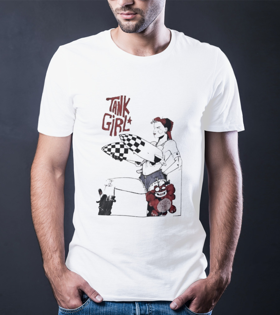 Tank Girl Checkered Missiles Red Text With Plush Toy T-Shirt