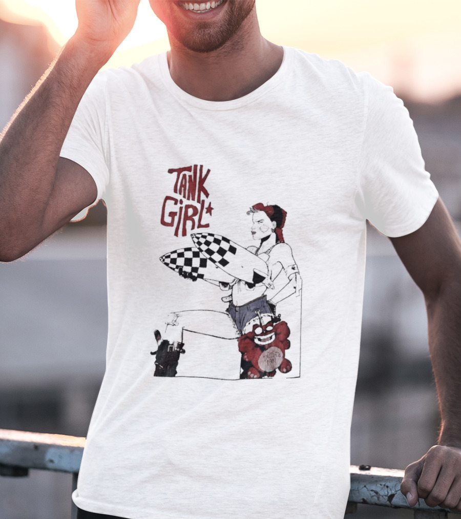 Tank Girl Checkered Missiles Red Text With Plush Toy T-Shirt