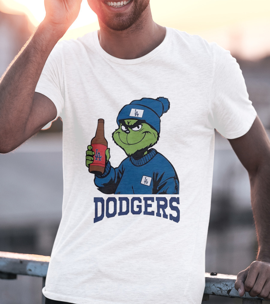 Los Angeles Dodgers MLB Christmas Grinch Beanie And Sweater T-Shirt