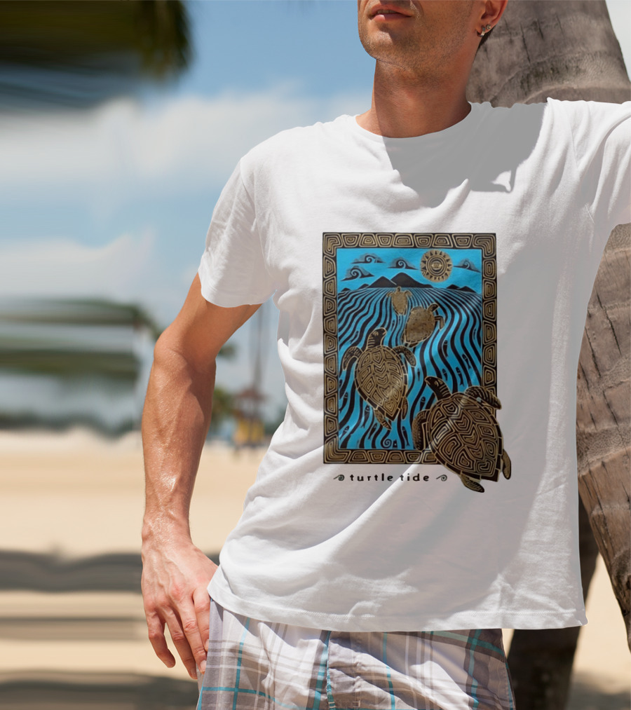 Turtle Tide Ocean Sea Life Coastal Nautical Waves And Sun T-Shirt