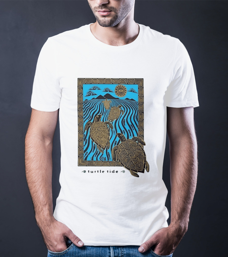 Turtle Tide Ocean Sea Life Coastal Nautical Waves And Sun T-Shirt