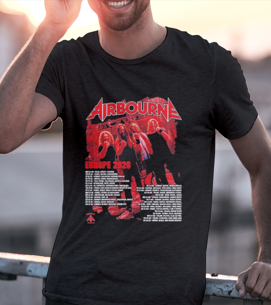 Airbourne Get Gutsy Europe 2026 Tour Dates And Cities T-Shirt