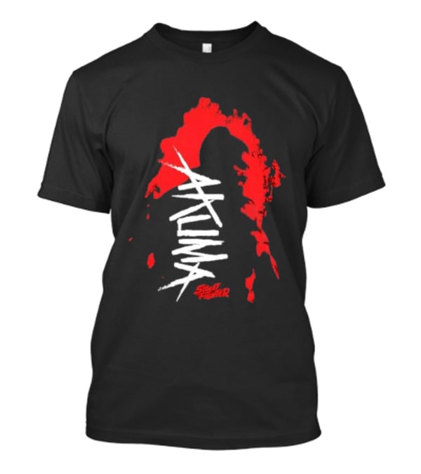 Akuma Street Fighter Red And White Brushstroke T-Shirt
