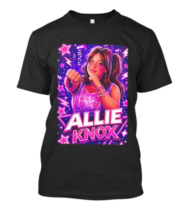 Allie Knox Retro Neon City Lights Style With Stars T-Shirt