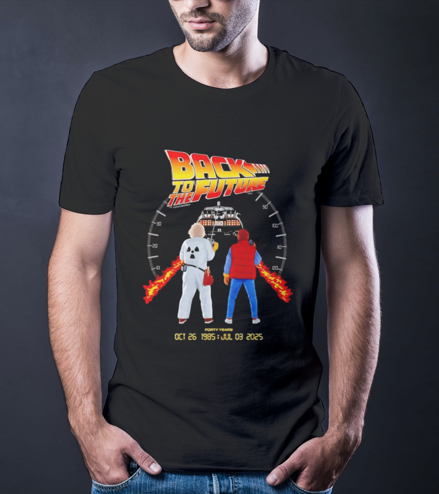 Back To The Future Forty Years Oct 26 1985 Jul 03 2025 Movie Anniversary T-Shirt