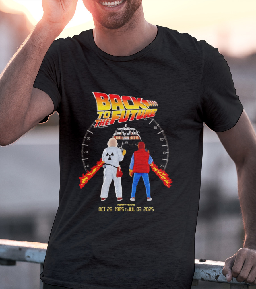 Back To The Future Forty Years Oct 26 1985 Jul 03 2025 Movie Anniversary T-Shirt