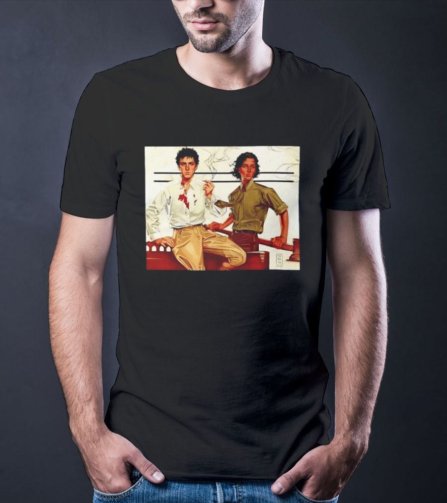 JAPH Two Men Smoking With Bloodstain T-Shirt