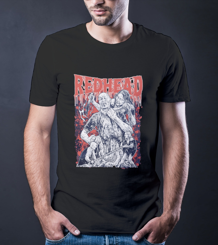 Red Head Horror Gruesome Comic Style Bloodied Figures T-Shirt