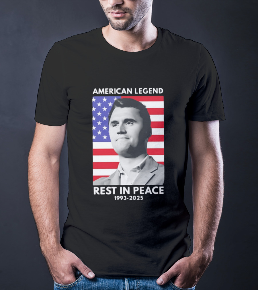 American Legend Rest In Peace Charlie Kirk 1993 2025 USA Flag T-Shirt