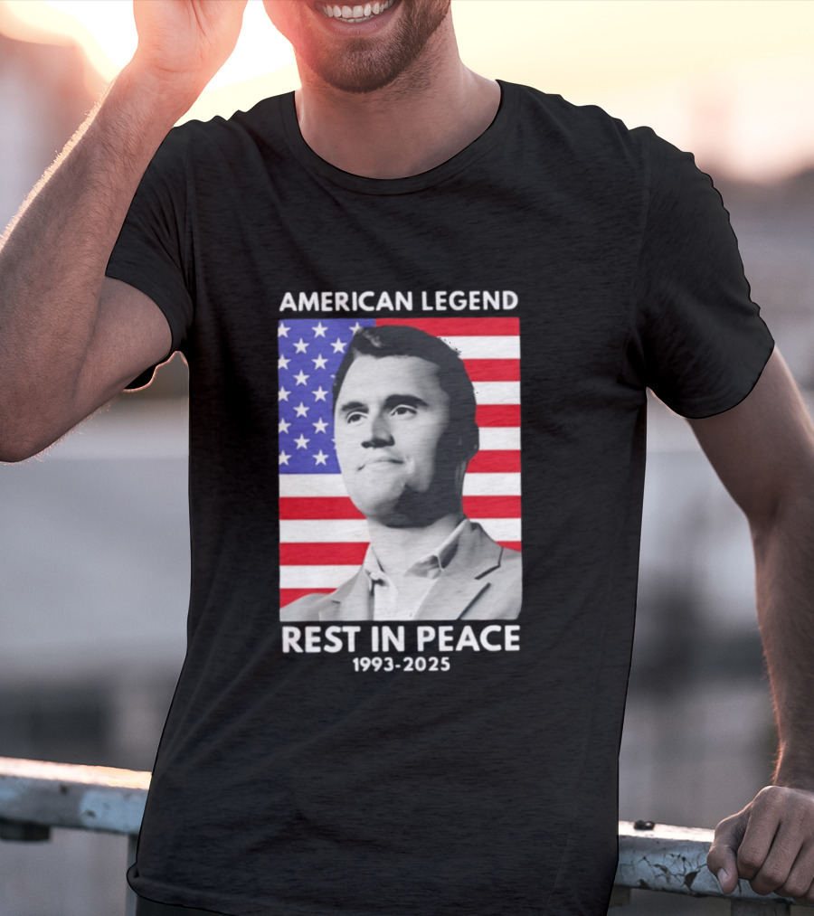 American Legend Rest In Peace Charlie Kirk 1993 2025 USA Flag T-Shirt