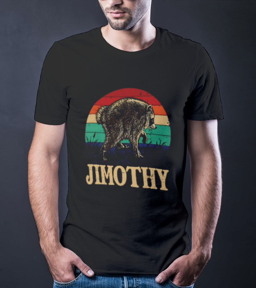 Jimothy Raccoon Retro Stripes Ballard Seattle T-Shirt