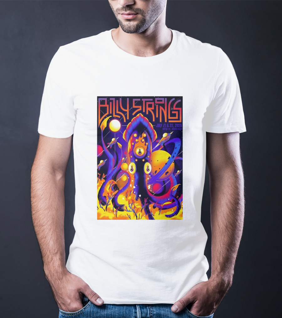 Billy Strings Boston MA July 21 22 2026 Live Agganis Arena Event Psychedelic Cosmic Squid T-Shirt