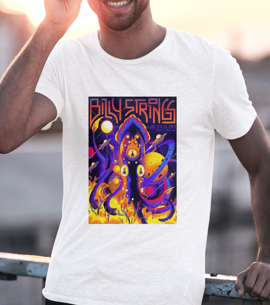 Billy Strings Boston MA July 21 22 2026 Live Agganis Arena Event Psychedelic Cosmic Squid T-Shirt