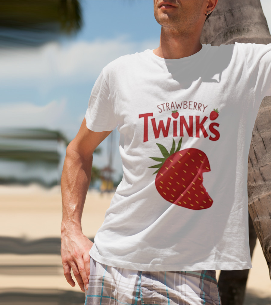 Strawberry Twinks Bitten Berry Fun Playful T-Shirt
