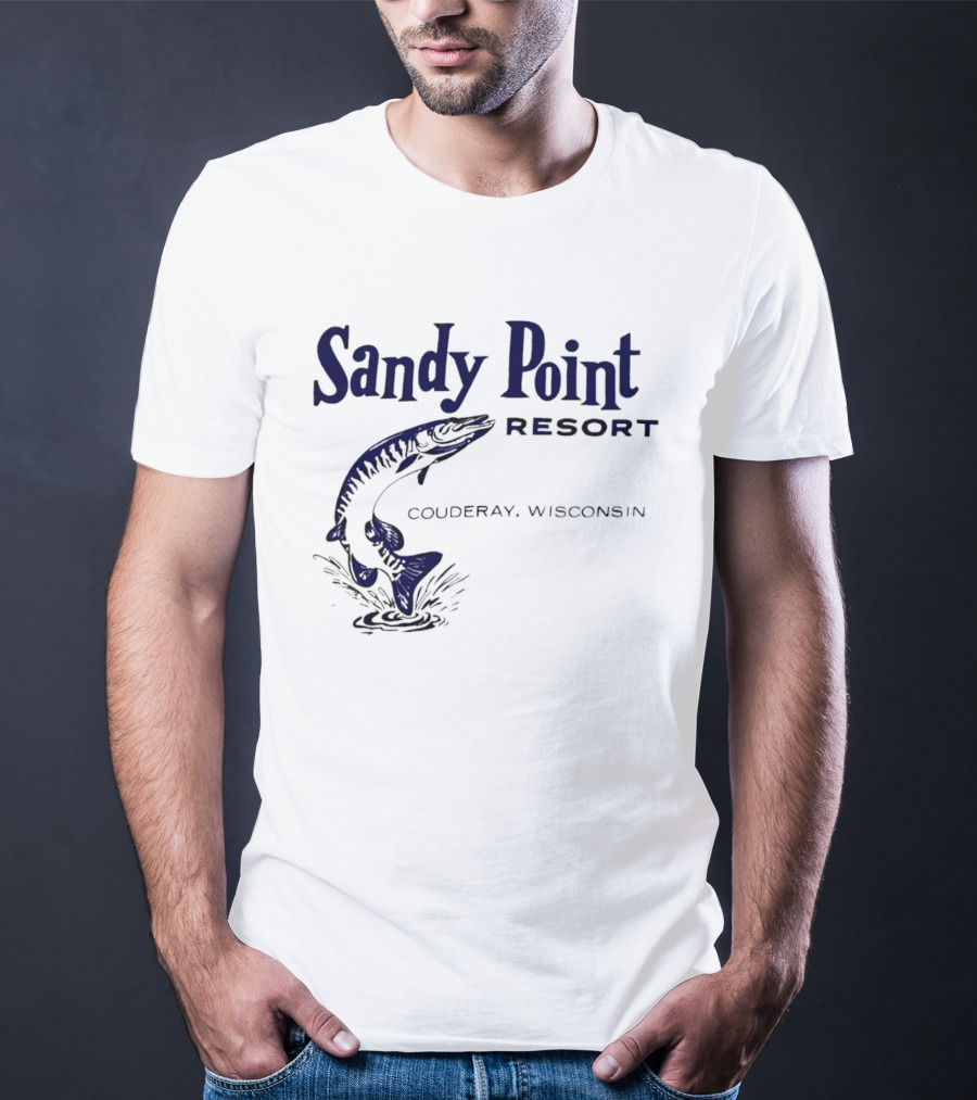 Sandy Point Resort Couderay Wisconsin Jumping Fish T-Shirt