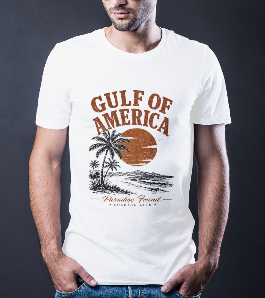 Gulf Of America Paradise Found Coastal Life Palm Sunset T-Shirt