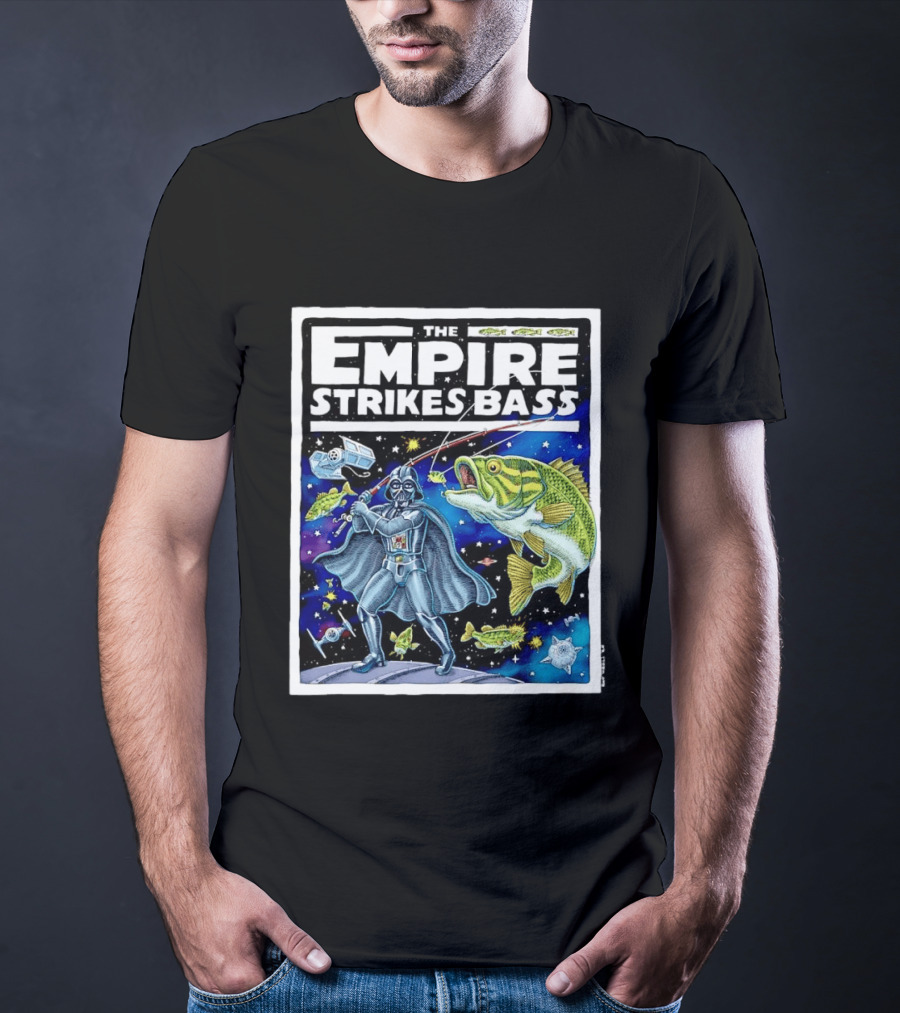 The Empire Strikes Bass Darth Vader Fishing Space Adventure T-Shirt