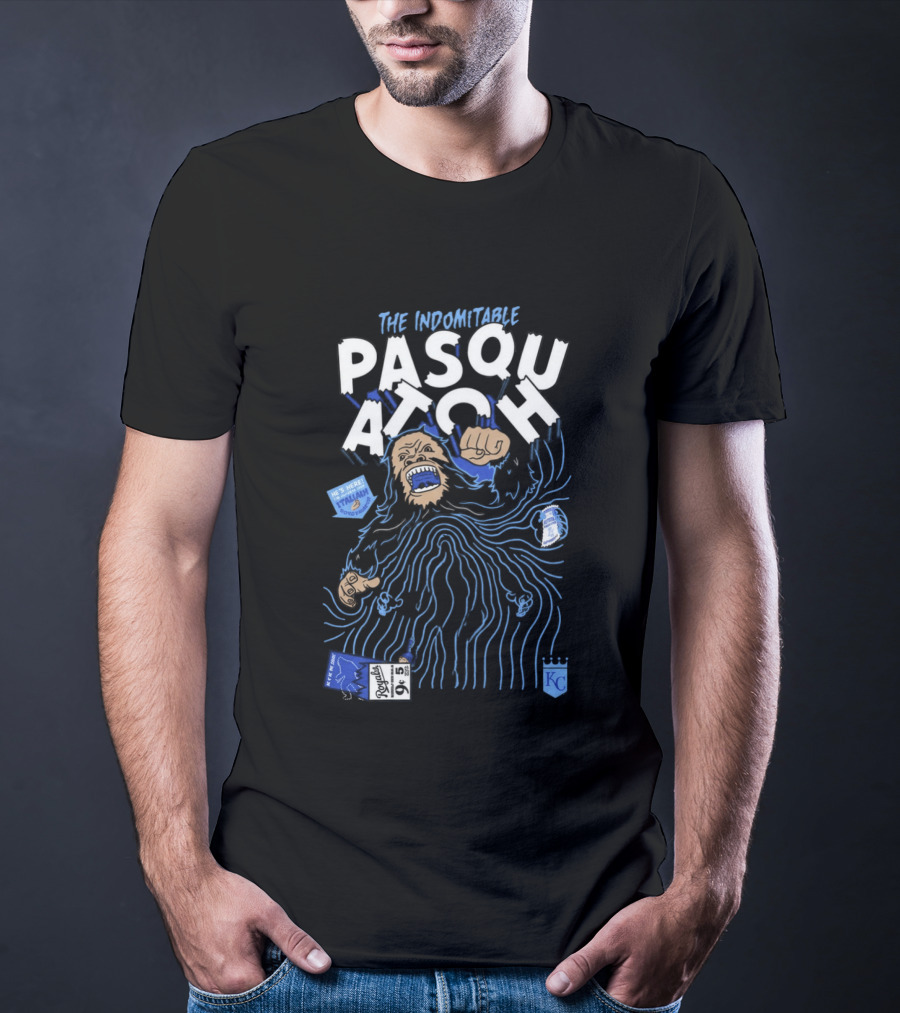 2026 Royals The Indomitable Pasquatch He's Here Fear The Beard KC Baseball T-Shirt