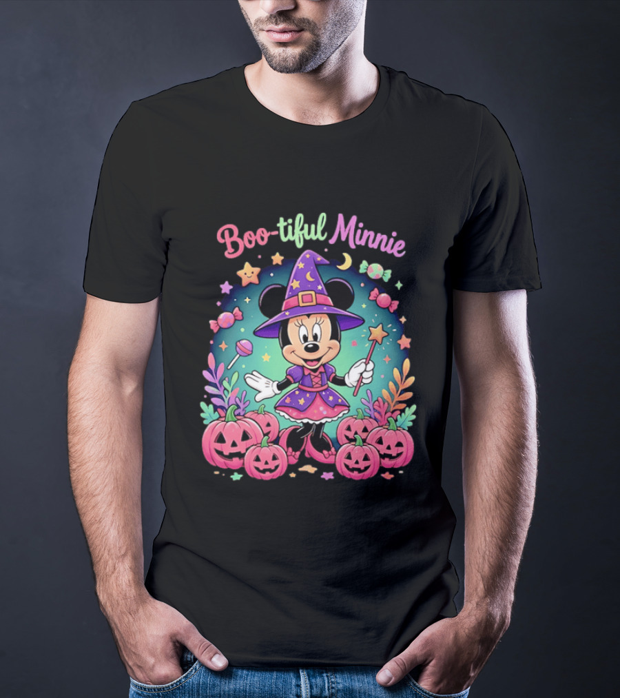 Boo Tiful Minnie Halloween Pumpkin Witch Disney Magic T-Shirt