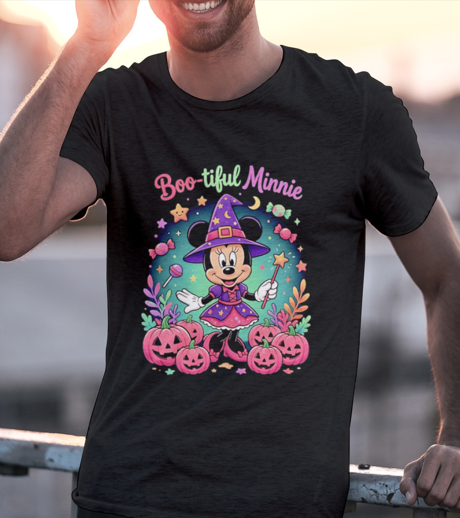 Boo Tiful Minnie Halloween Pumpkin Witch Disney Magic T-Shirt
