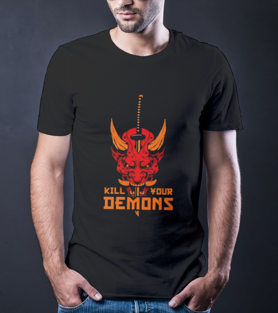 Kill Your Demons Oni Mask Samurai Sword T-Shirt