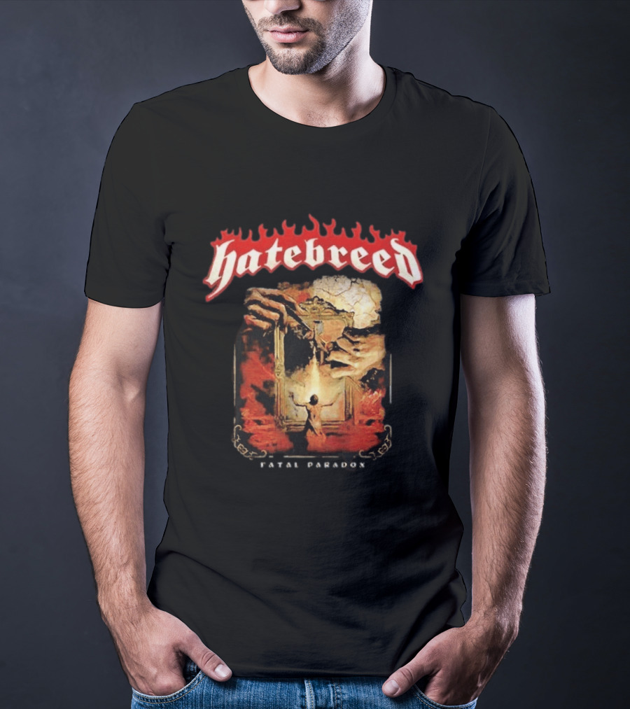 Hatebreed Fatal Paradox Fiery Artwork With Hands And Figure T-Shirt