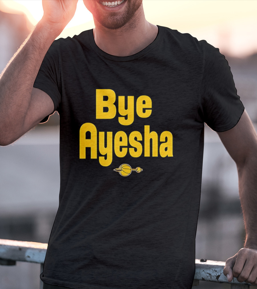 Bye Ayesha Basketball Team Yellow Text With Ball And Hoop T-Shirt
