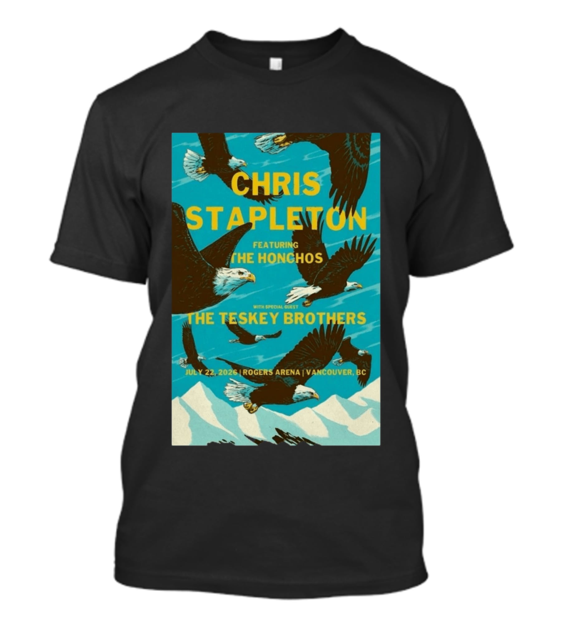 Chris Stapleton Vancouver Concert Featuring The Honchos And The Teskey Brothers July 22 2026 Rogers Arena T-Shirt