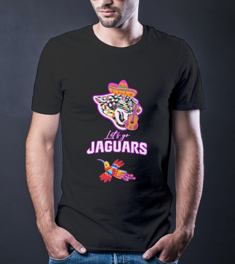 Let's Go Jaguars Hispanic Heritage Fiesta Mexican Folk Sombrero Guitar Hummingbird T-Shirt