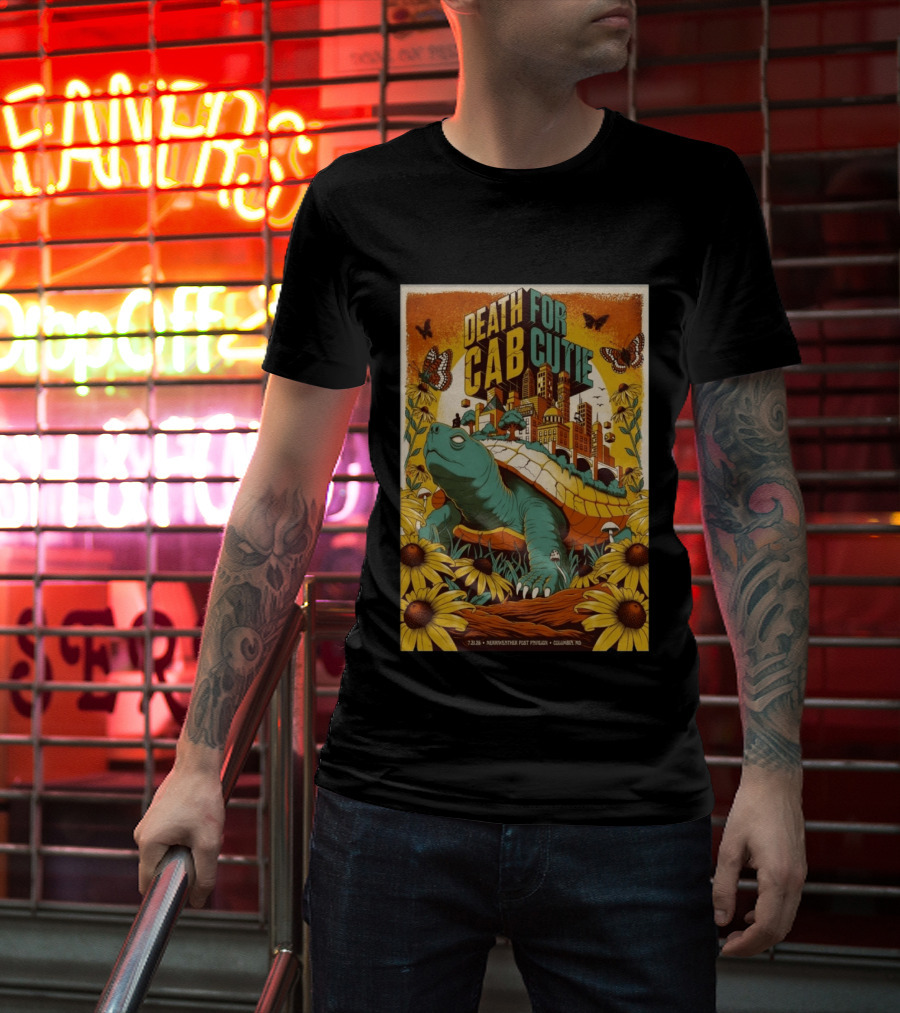 Death Cab For Cutie Merriweather Post Pavilion 7 21 2026 Columbia MD Art Butterflies Turtle Sunflowers T-Shirt