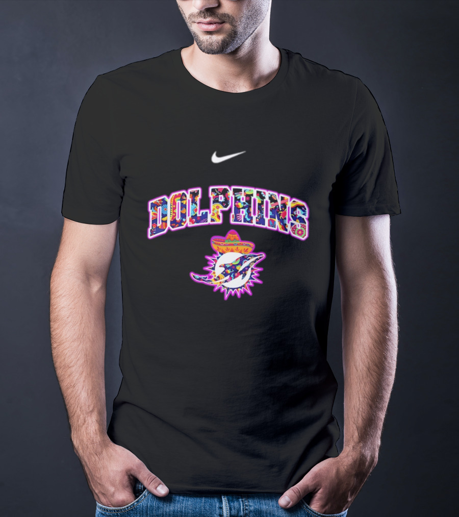 Nike Dolphins Hispanic Heritage Fiesta Florals Sombrero T-Shirt