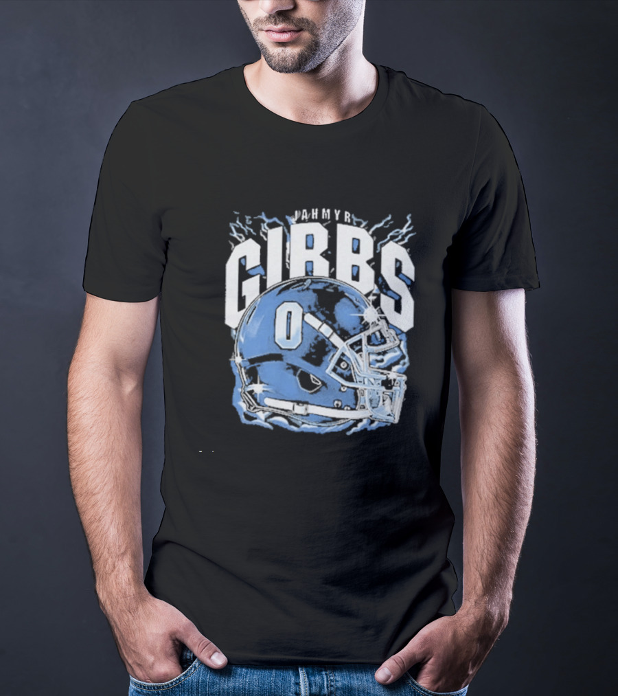Jahmyr Gibbs Detroit Football Helmet Lions Number 0 T-Shirt
