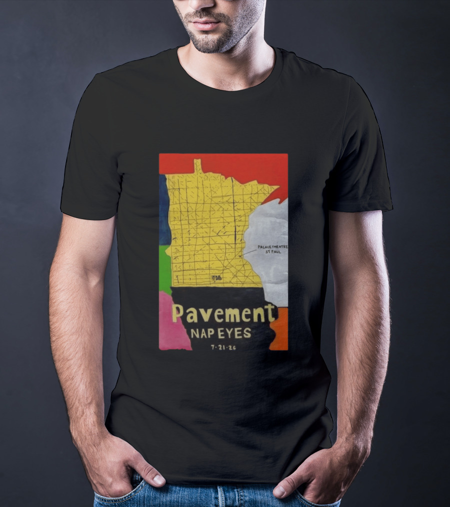 Pavement Nap Eyes Palace Theatre St Paul July 21 2026 Minnesota Map T-Shirt