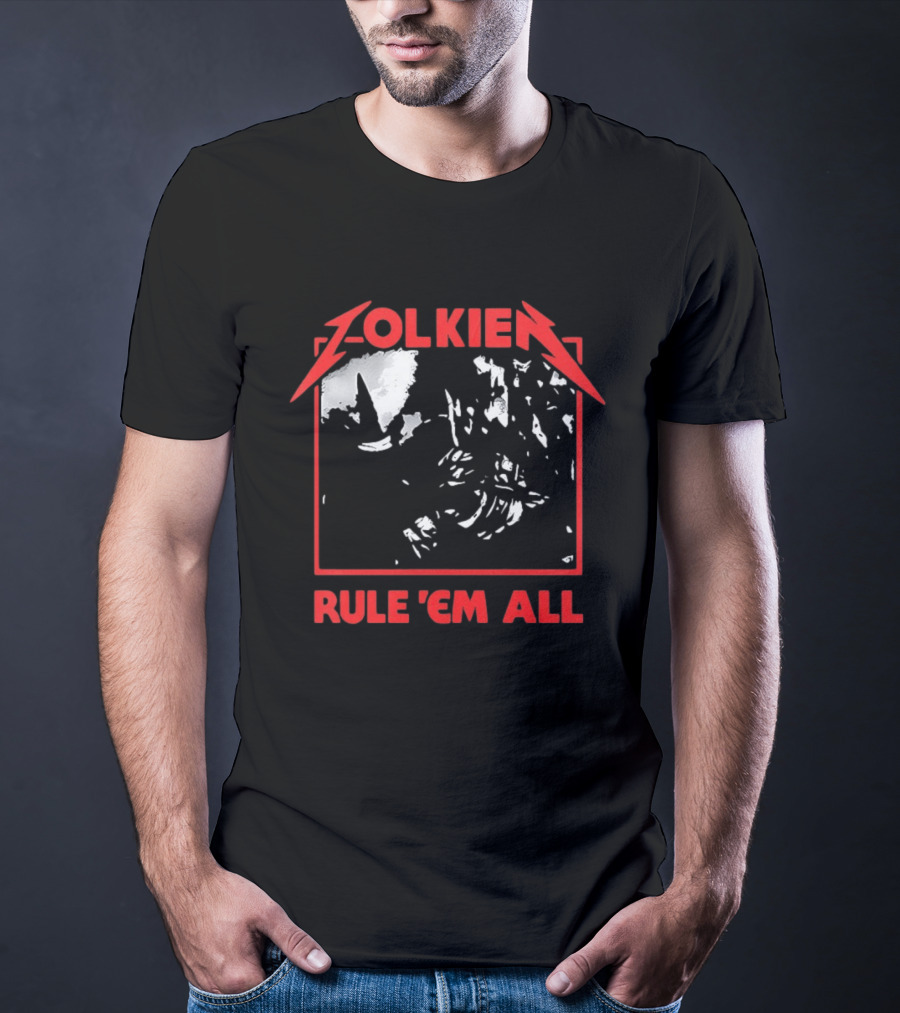 Tolkien Rule 'Em All Lord Of The Rings Metallica Mashup T-Shirt
