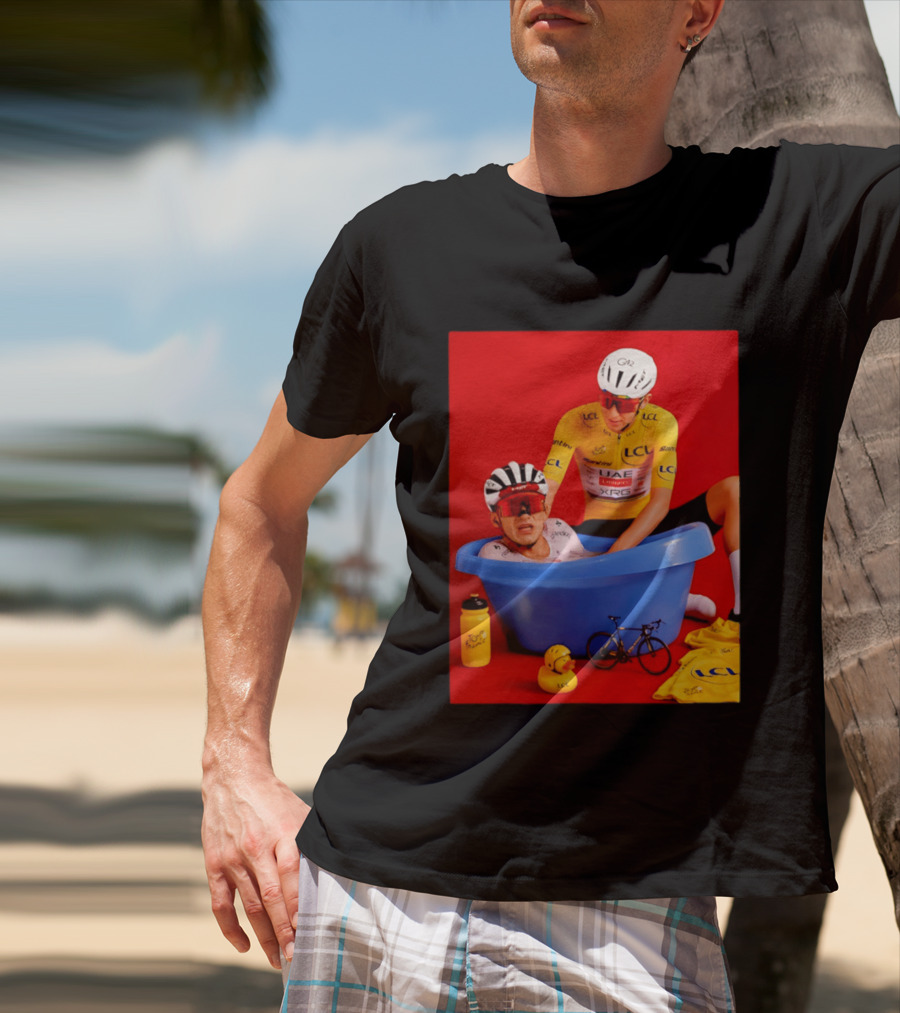 Tadej Pogačar Isaac Del Toro LCL UAE Team 2026 Cycling Bath Scene T-Shirt
