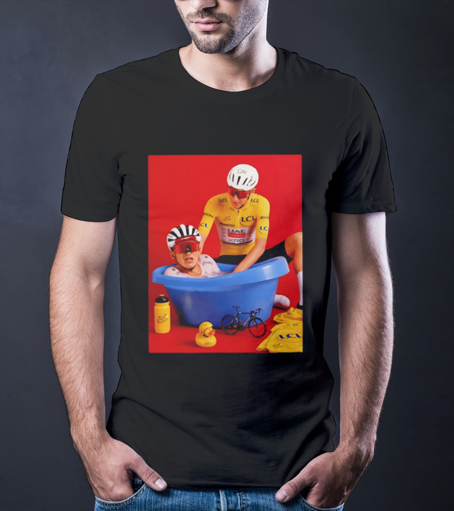 Tadej Pogačar Isaac Del Toro LCL UAE Team 2026 Cycling Bath Scene T-Shirt