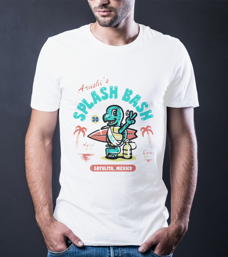 Arushi's Splash Bash Surfing Turtle 30th Birthday Sayulita Mexico T-Shirt