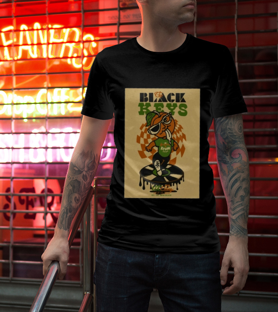The Black Keys Oklahoma City OK July 21 2026 Checkered Record Orange Character Event T-Shirt