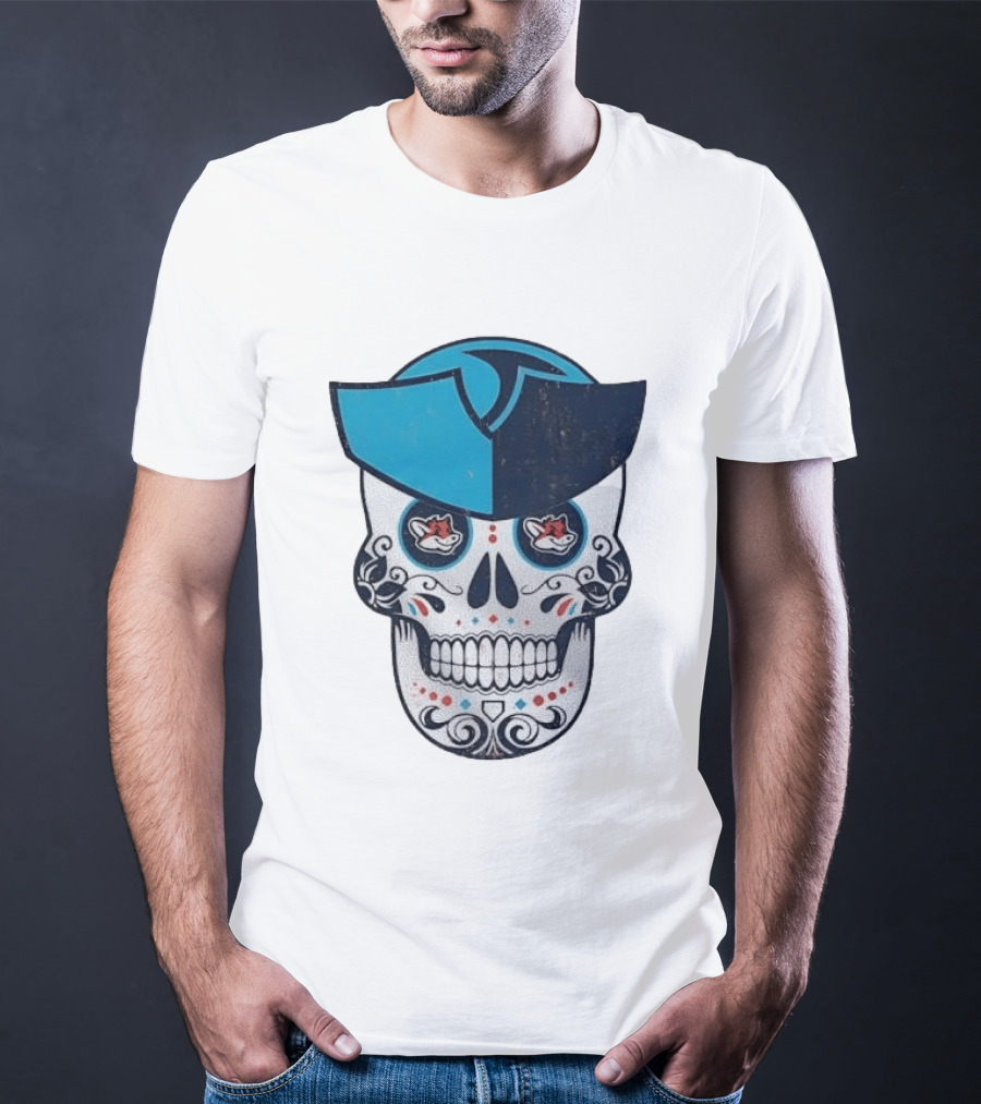 Day Of The Dead Skull Patriot Fox Sports Foxes Football T-Shirt