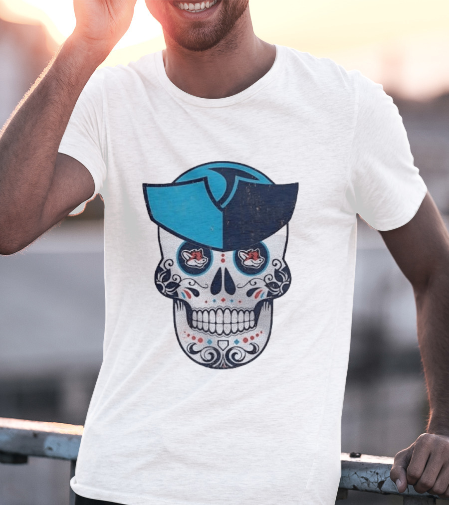 Day Of The Dead Skull Patriot Fox Sports Foxes Football T-Shirt