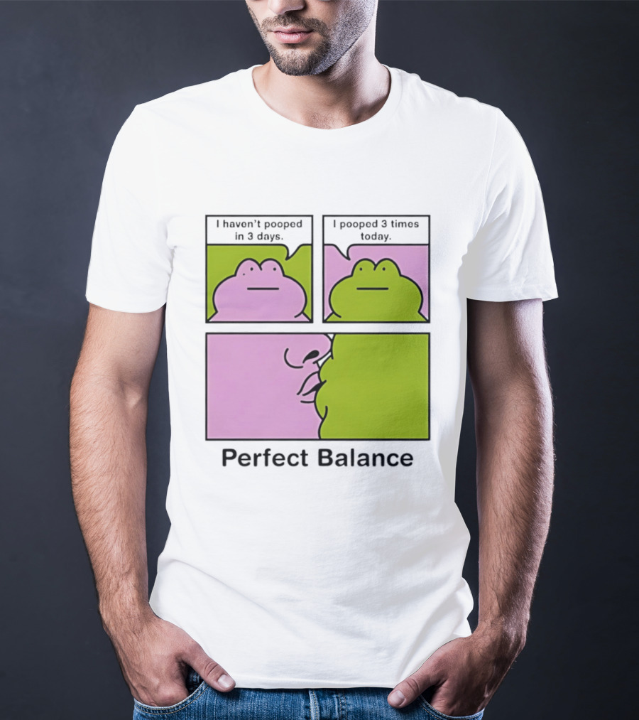 Perfect Balance Frog Meme I Haven't Pooped In 3 Days Pooped 3 Times Today T-Shirt
