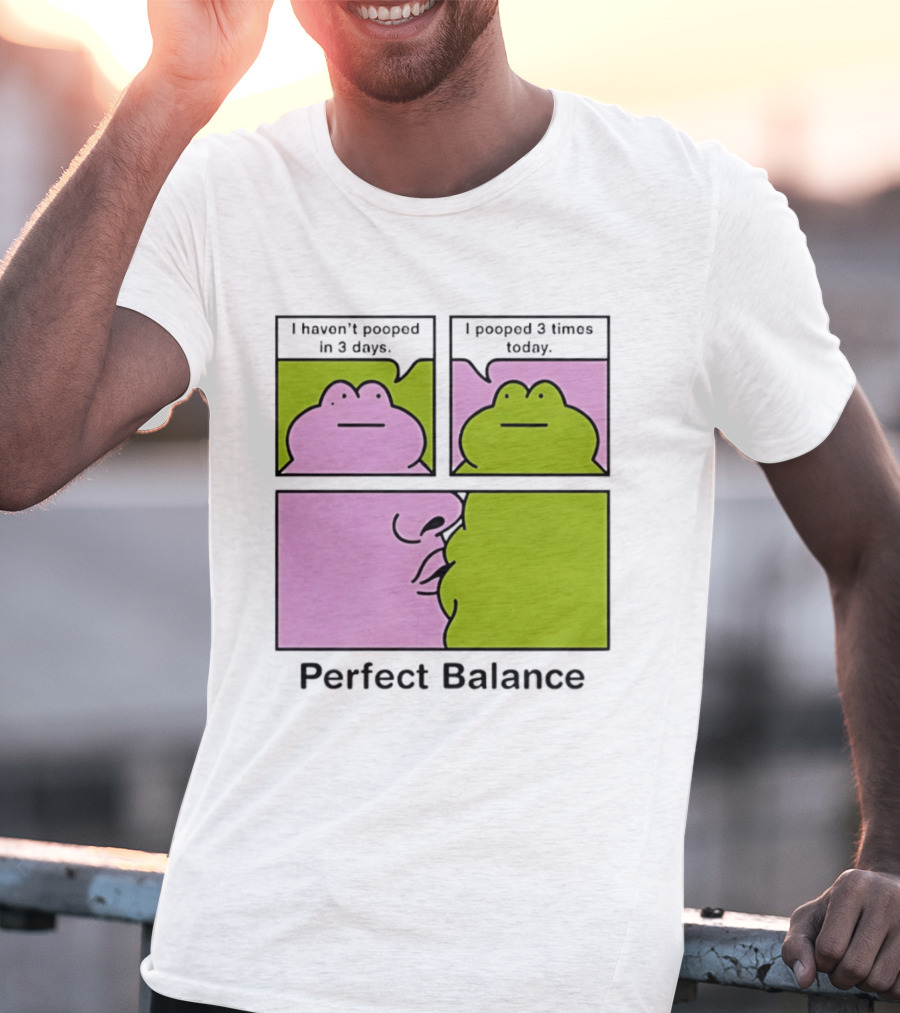 Perfect Balance Frog Meme I Haven't Pooped In 3 Days Pooped 3 Times Today T-Shirt