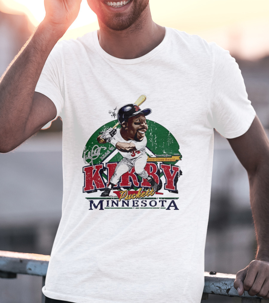 Kirby Puckett Minnesota Gold Glove Award Bruce Stark Collection T-Shirt