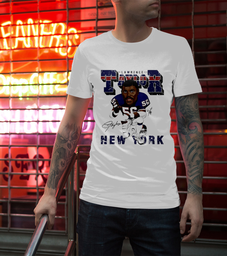 Lawrence Taylor New York Giants Kneeling Bruce Stark Collection T-Shirt
